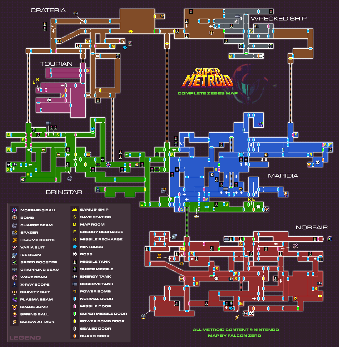 Super Metroid Complete Map.