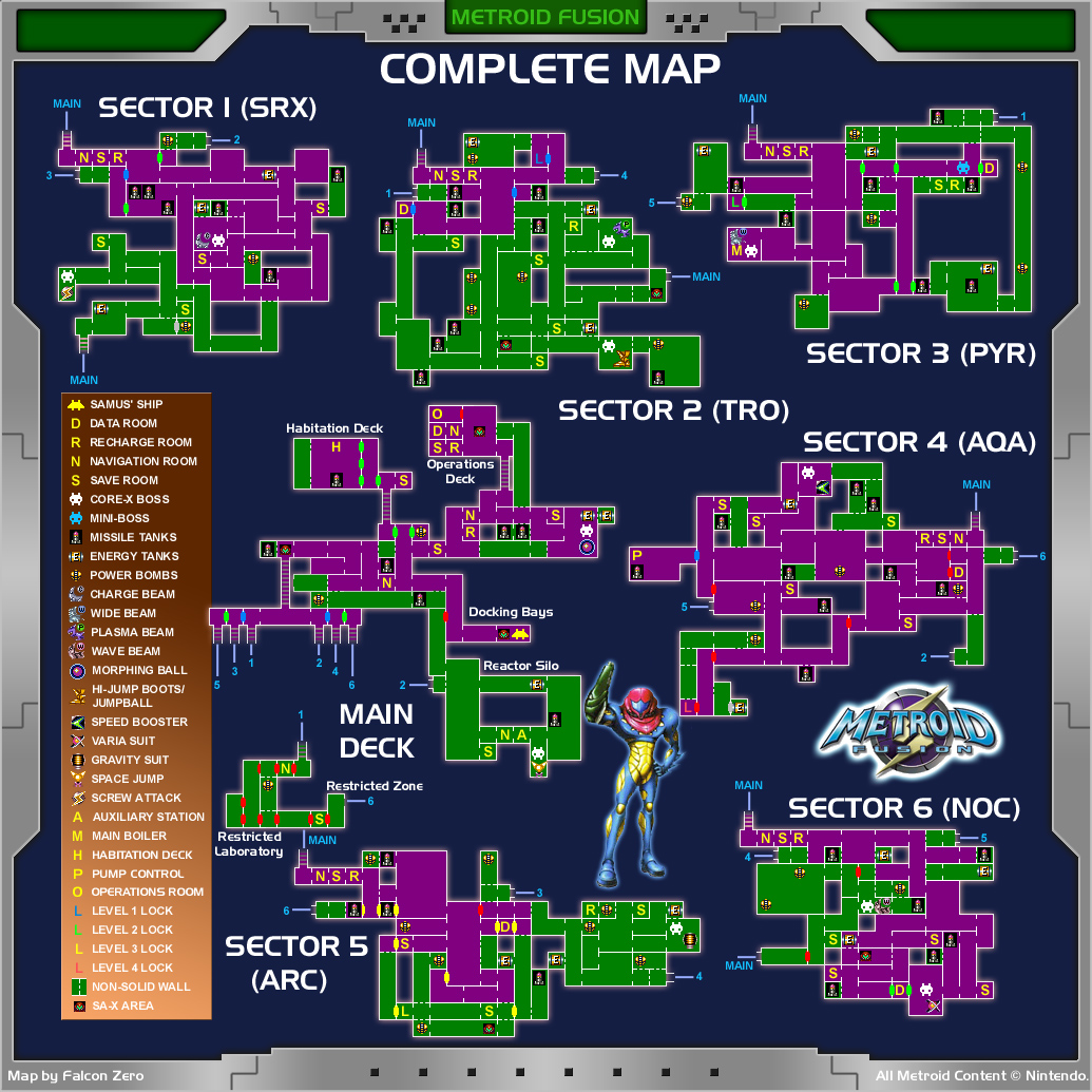 Metroid Fusion Complete Map.