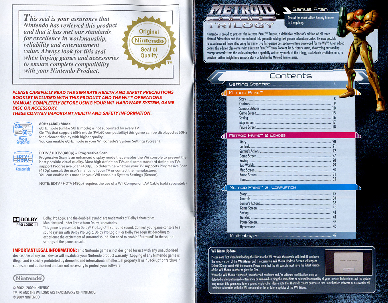 Metroid Prime Trilogy instruction manual